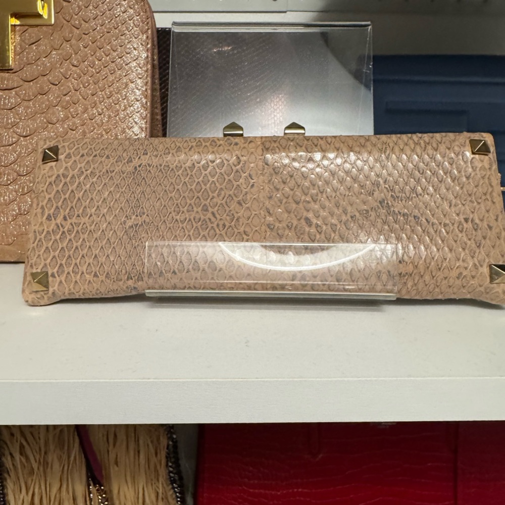 Valentino Garavani pale pink clutch snakeskin